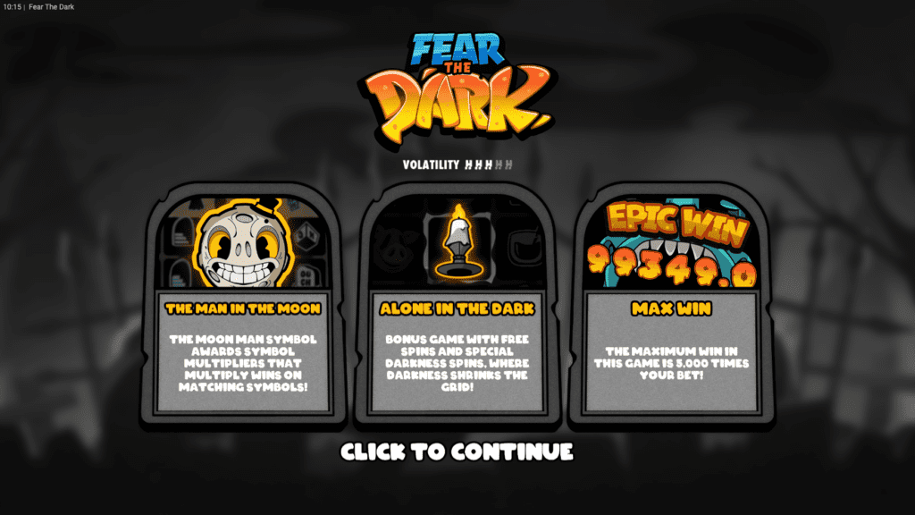 Fear the dark intro screen