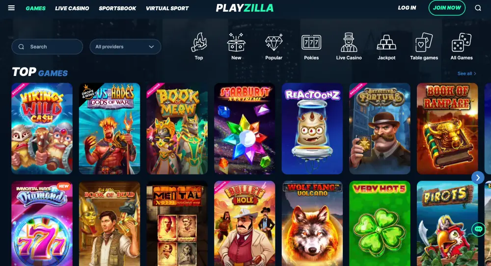 PlayZilla casino games