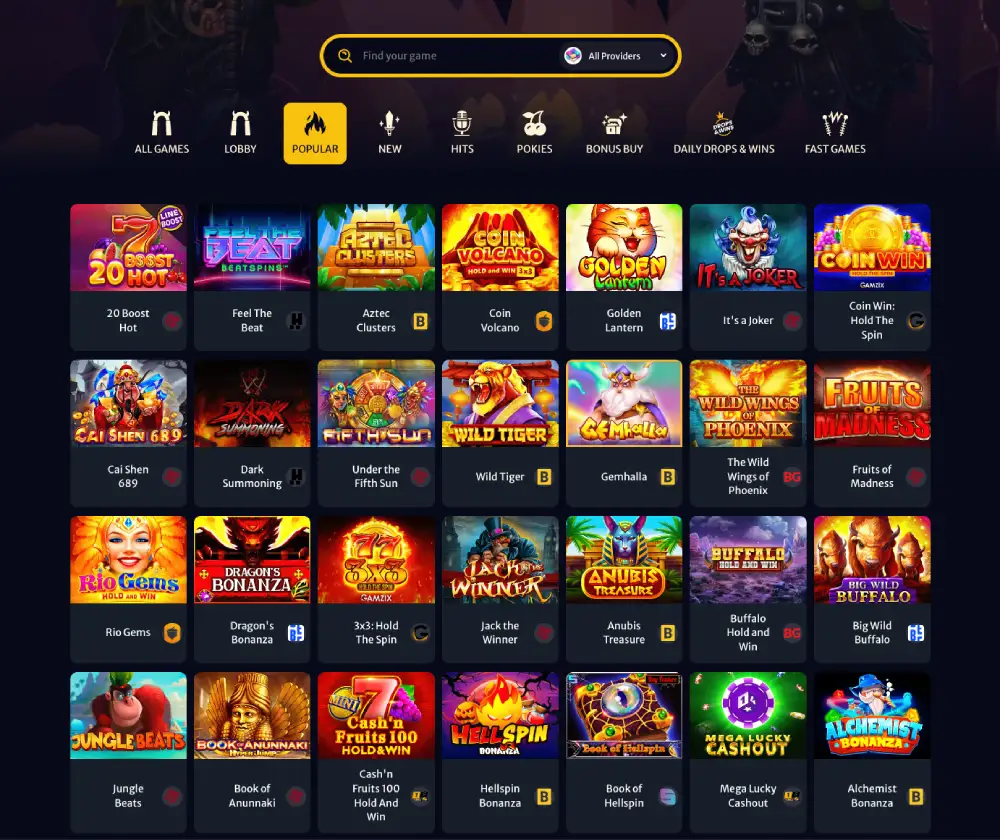 Hellspin casino slots and games